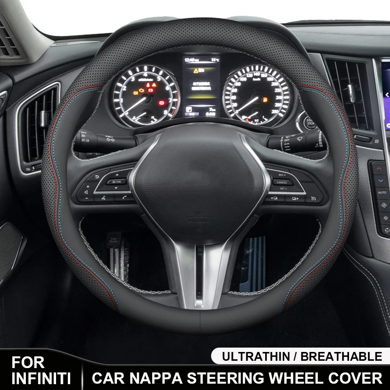 

Car Non-Slip Ultrathin Leather Steering Wheel Cover For Infiniti Q30 Q50 Q60 Q60S Q70 QX30 QX50 QX60 QX55 QX70 QX80 FX EX JX EXQ