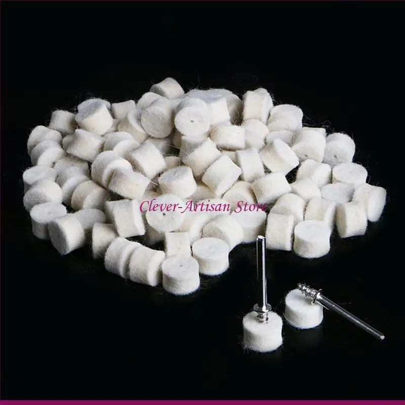 100Pcs 양모 펠트 연마 버핑 패드 13mm + 연삭 휠 용 2 생크, 보석/금속 용 2 생크가있는 연마 휠 키트