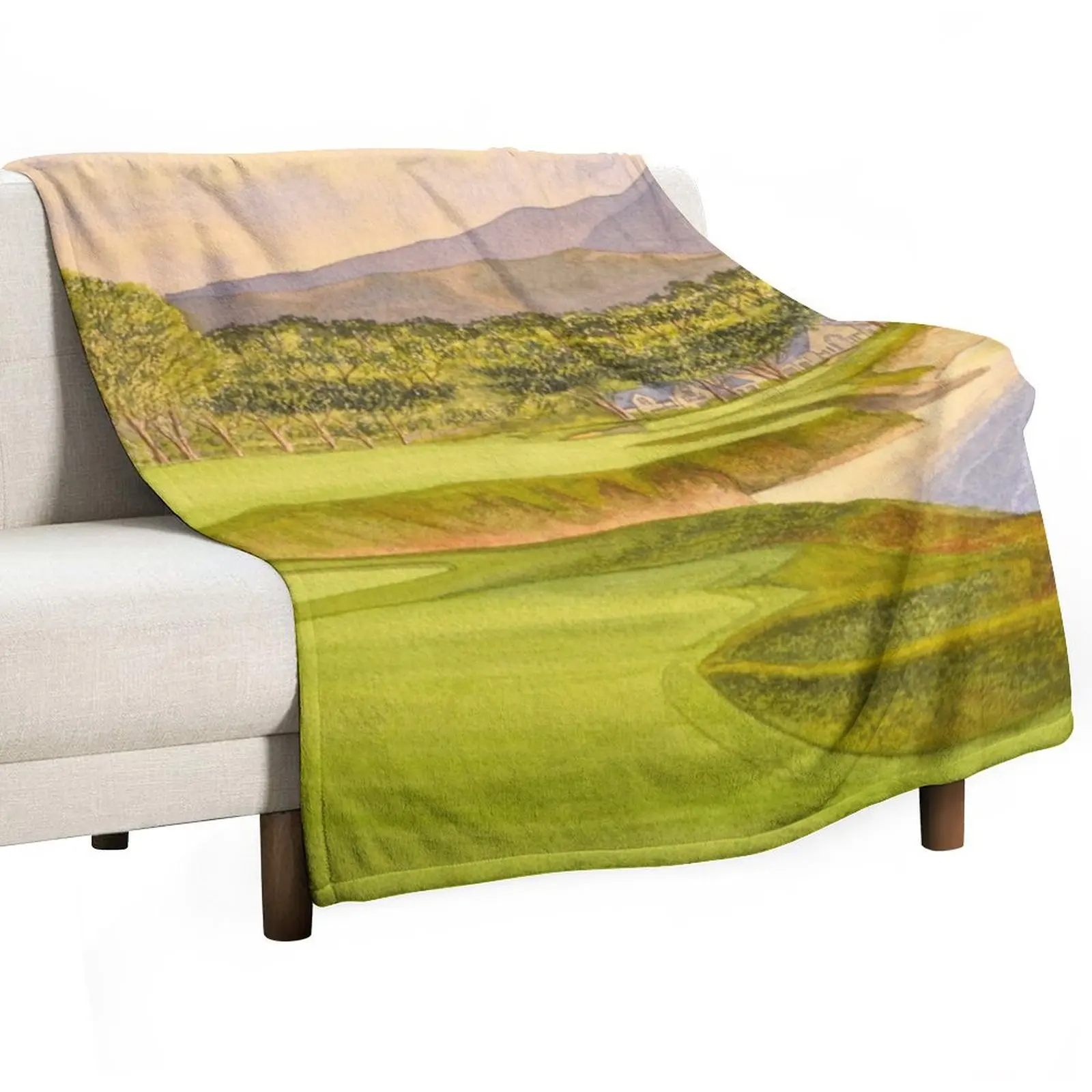 Pebble Beach Golf Course Holes 9 and 10 Throw Blanket Flannel valentine gift ideas decorative Blankets