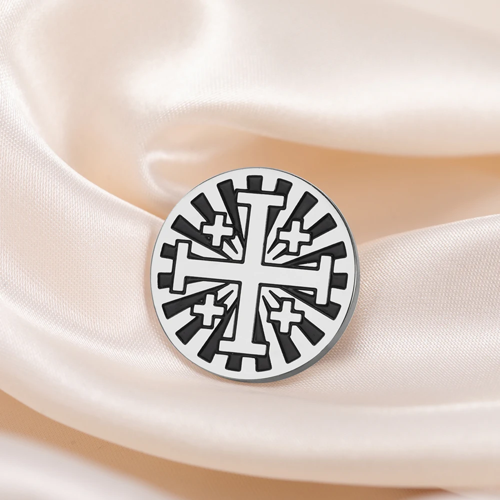 Dawapara Jerusalem Kreuz Brosche Pins Religiöses Gebet Glaube Griechisch-orthodoxer Schmuck Schutz Amulett Edelstahl Zubehör – Detail 11