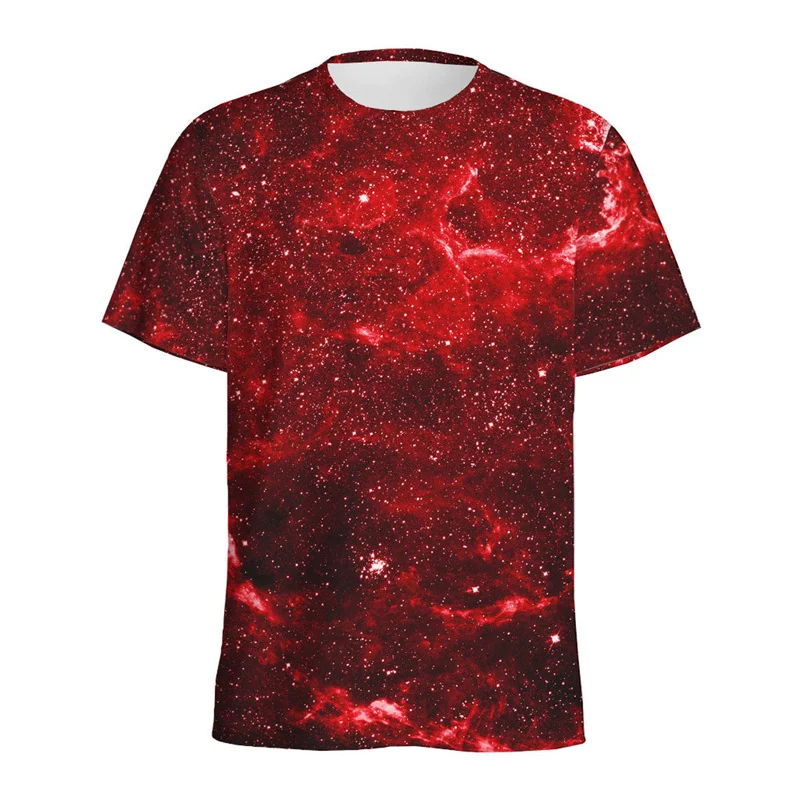 Colorful Galaxy Space Pattern T Shirt Men's Summer Round Neck Short Sleeve 3d Printed Starry Sky Tees Tops Street Loose T-Shirt