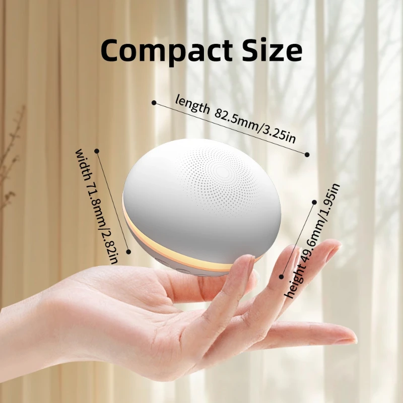 Mini altavoz inalámbrico portátil para dormir con ruido blanco, compatible con inteligencia, luces de respiración temporizadas, ayuda calmante para dormir para bebés