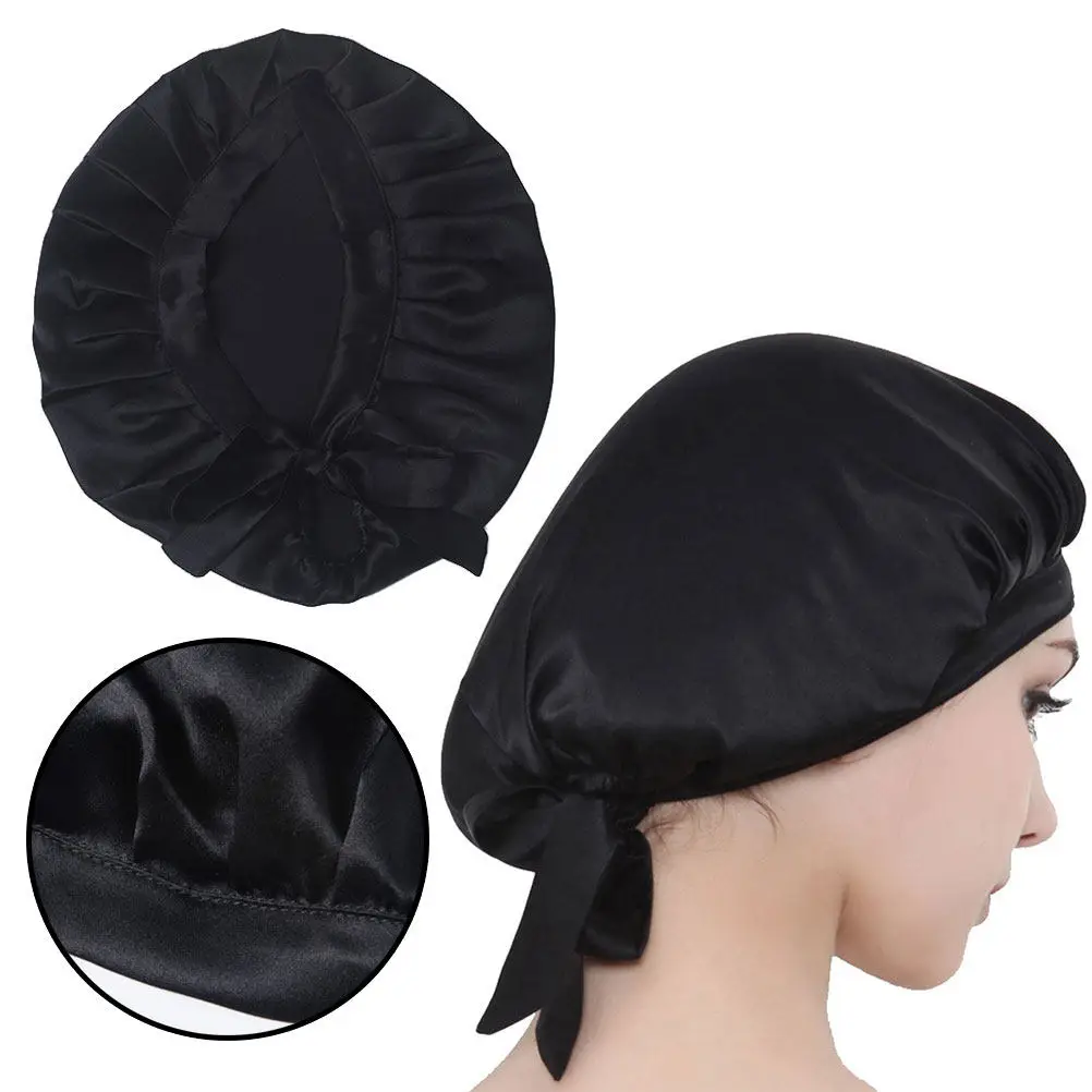 

Real Silk Sleeping Cap for Women Solid Color Hair Protection Bonnet Soft Gentle on Skin Prevents Hair Frizz and Oil Control