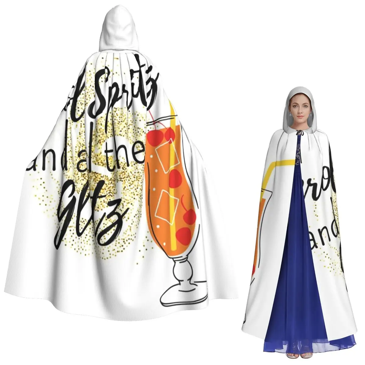 

Aperol Spritz Long Hooded Cloak Witch Medieval Costume Cosplay Cape HalloweenCoat Adult Unisex