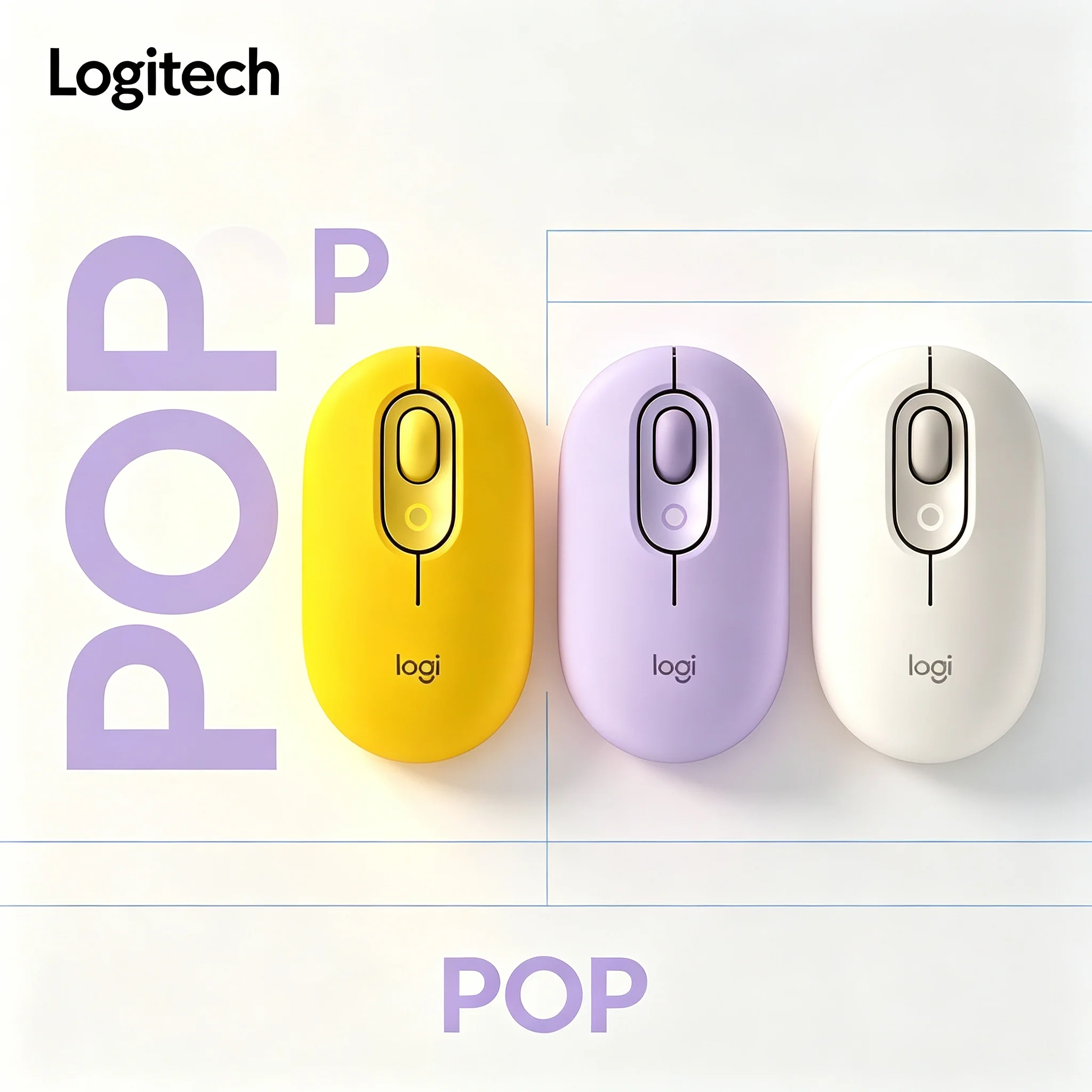 Logitech POP Portable Bluetooth Wireless Mouse Quiet Buttons Cute Pastel Color Ergonomic Mice For Office Desktop Computer