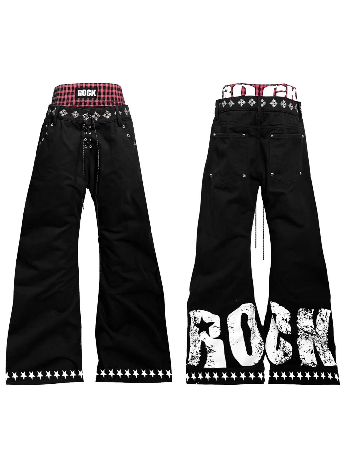 Women's Black Gothic Y2k Baggy Jeans Japanese 2000s Style Emo Wide Leg Denim Trousers Harajuku Vintage Oversize Jeans Pants