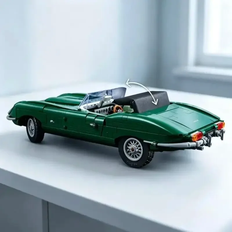 The Cheapest 1673pcs British Classic Supercar Retro Convertible 77RW Type Sportscar Building Block Model Toy Birthday pary Gifts
