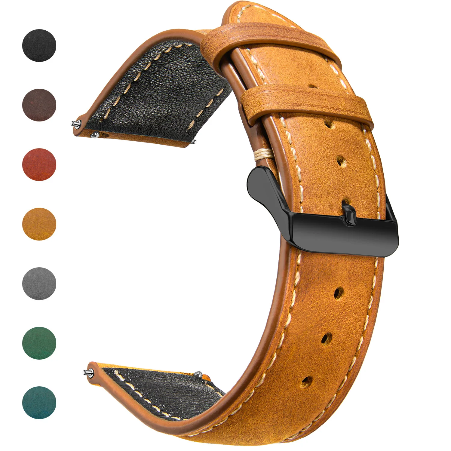 Wax Vintage Genuine Leather Quick Release 14mm 16mm 18mm 20mm 22mm 24mm Watch Bands for Men Women Top Grain Leather Watch Strap