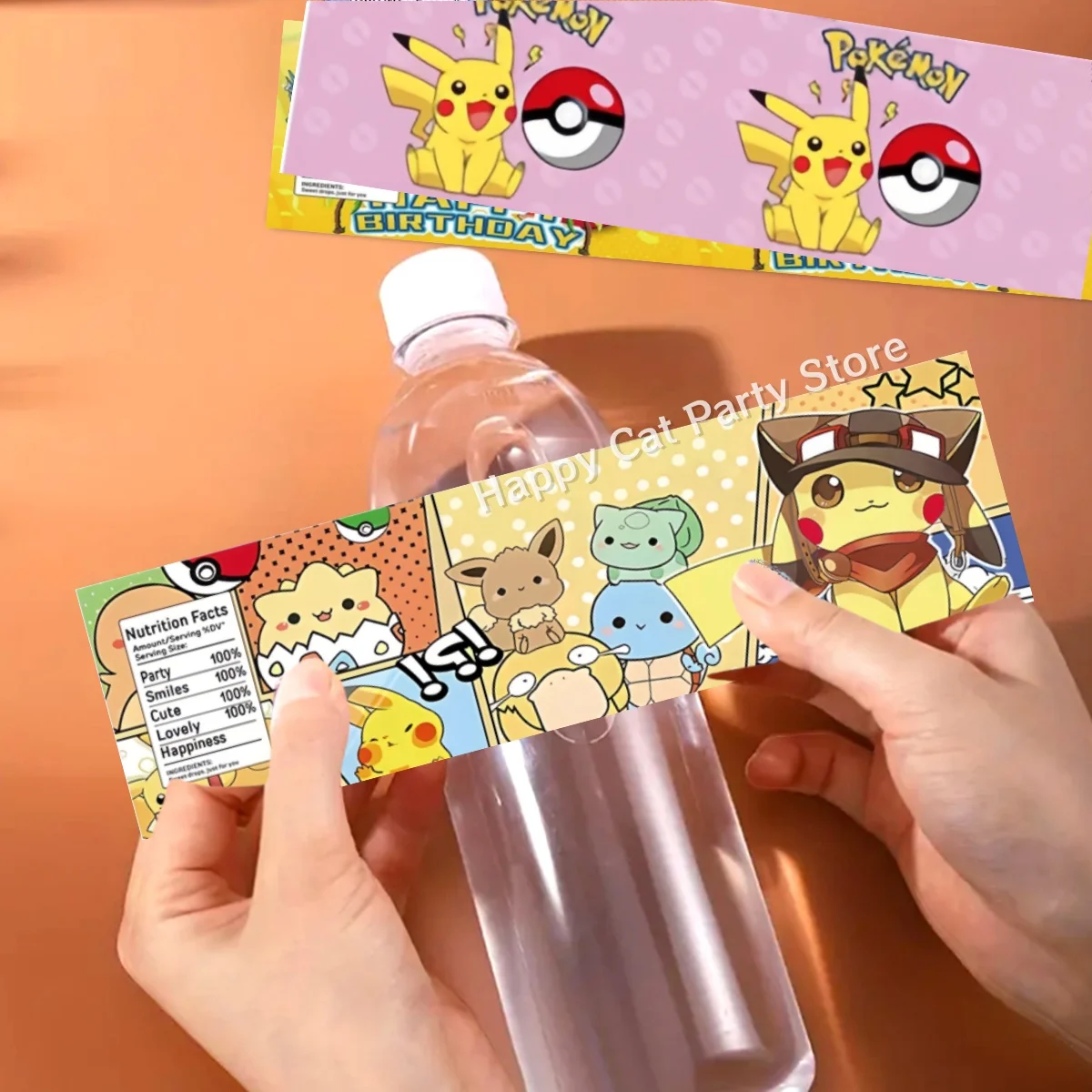 Pokemon Water Bottle Label Birthday Decor Pikachu Candy Wrapper Sticker Wine Labels DIY Bottle Water Cup Kid gift Party Supplies