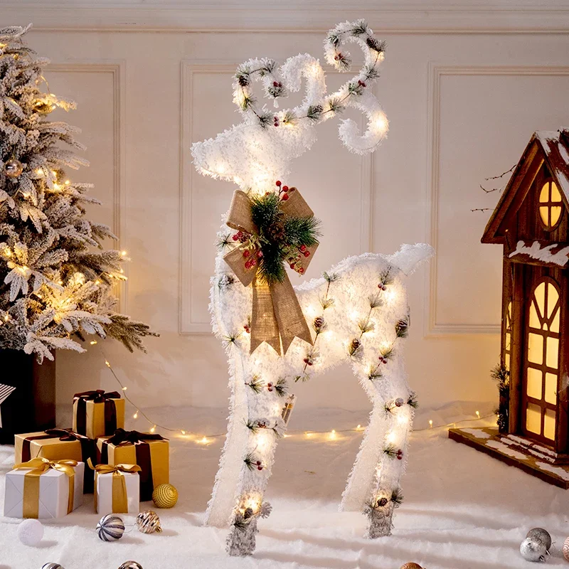 Home Decoration Accessories Christmas 2022 Snowman Fawn Christmas Tree Decoration LED Lights Christmas Ornaments New Year Gift