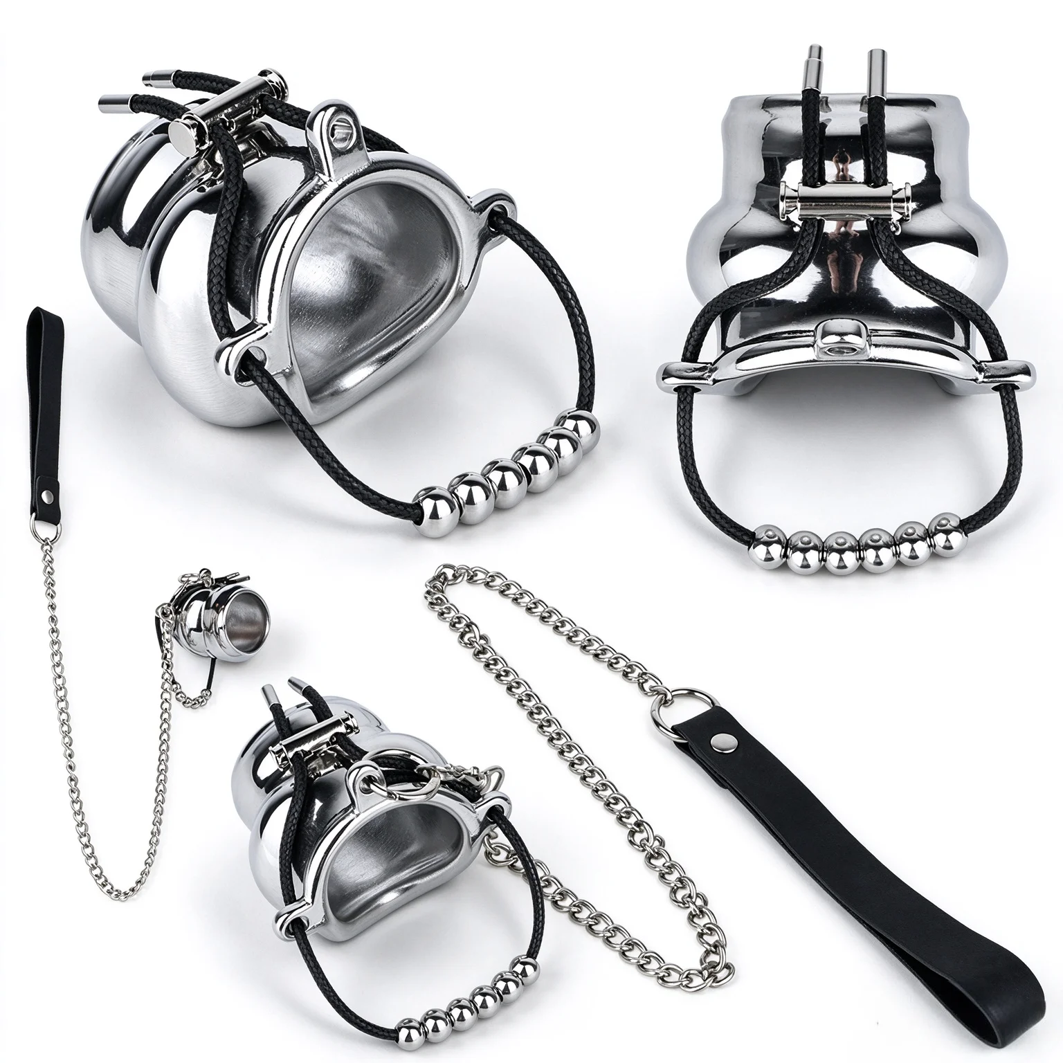 ORALSX Stainless Steel Testicle Pendant Scrotum Locking Ring Male Penis Bondage Rings BDSM Penis Exercise Gay Adult Sex Toys
