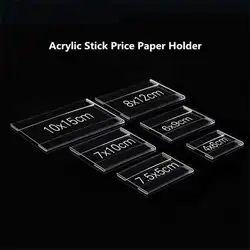10 Pcs Acrylic Clear Price Desk Sign Stand Wall Shelf Sticker Table Tag Display Holders 6*9cm Label Frame