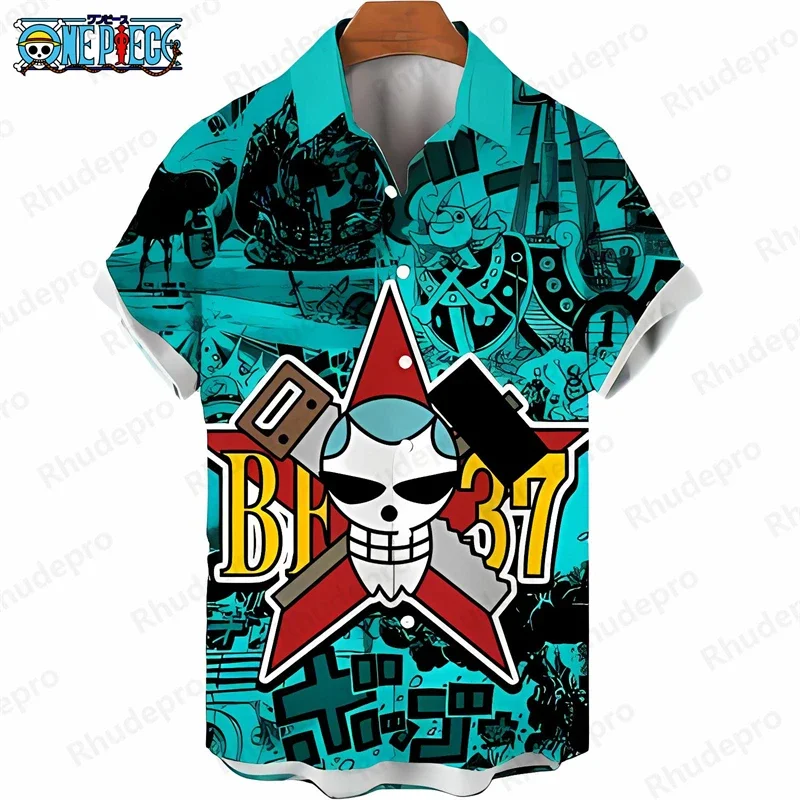 Men's One Piece Hawaiian Shirt Summer Bright Tropical Short Sleeve Casual Anime Kids Clothes Loose Beach Holiday Shirt Tops