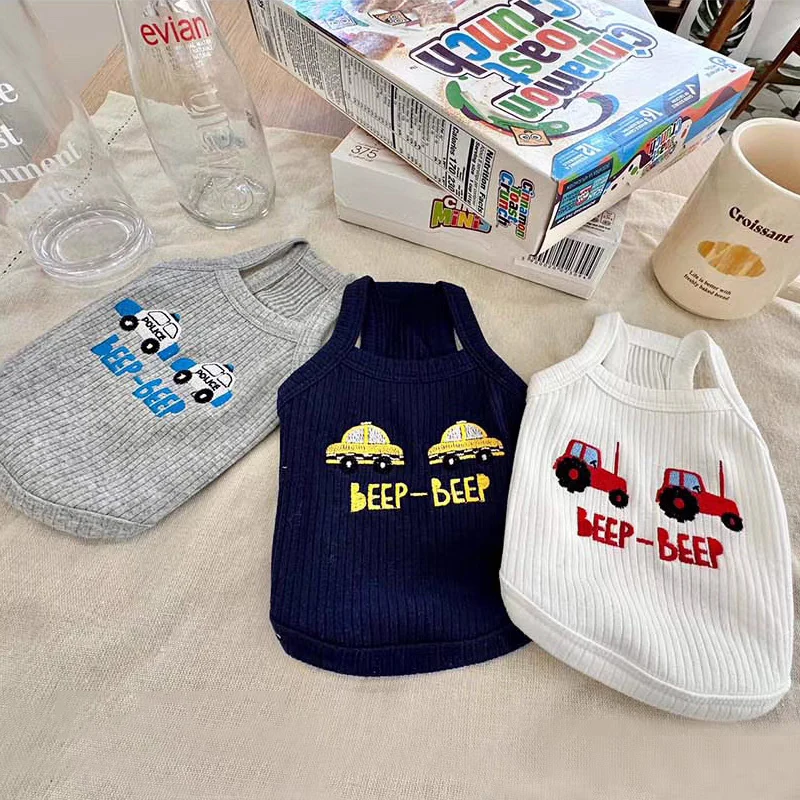 

Small Car Female Pomeranian Sling Summer Cute Dog Clothes Cat Pet Cartoon Vest Poodle Soft T-Shirt Pet Supplies