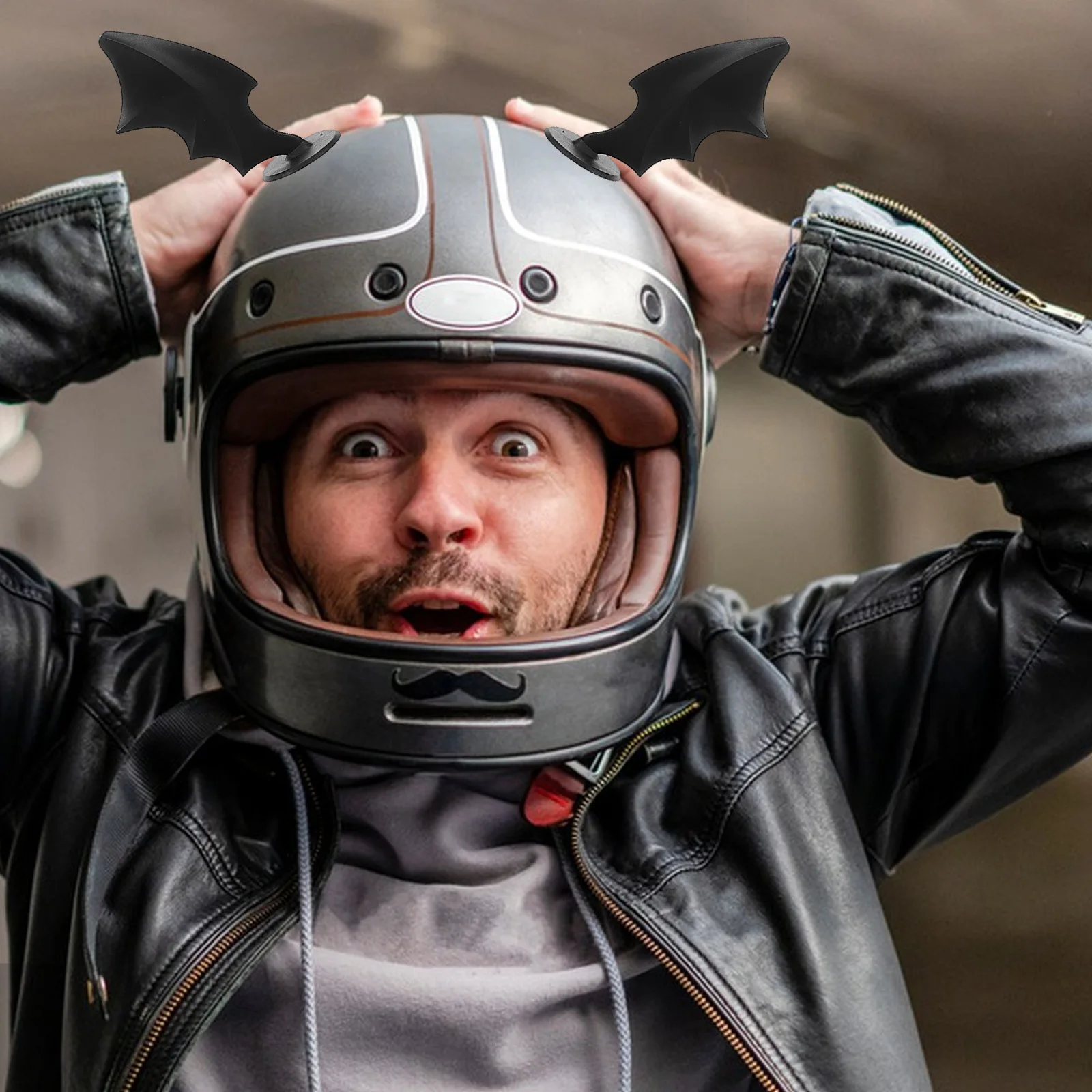 

4Pair Decoration Motorcycle Devil Horn Cat Ear Bat Wing Stick on Accessories for Scooter Bicycle Snowboard Riding