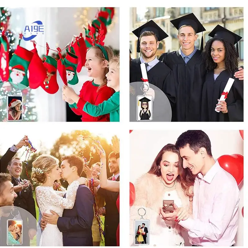 

A19E-Picture Keychains Photo Frame Key Chain Pendant Photo Souvenir Decorative Buckle DIY Gift Key Chain