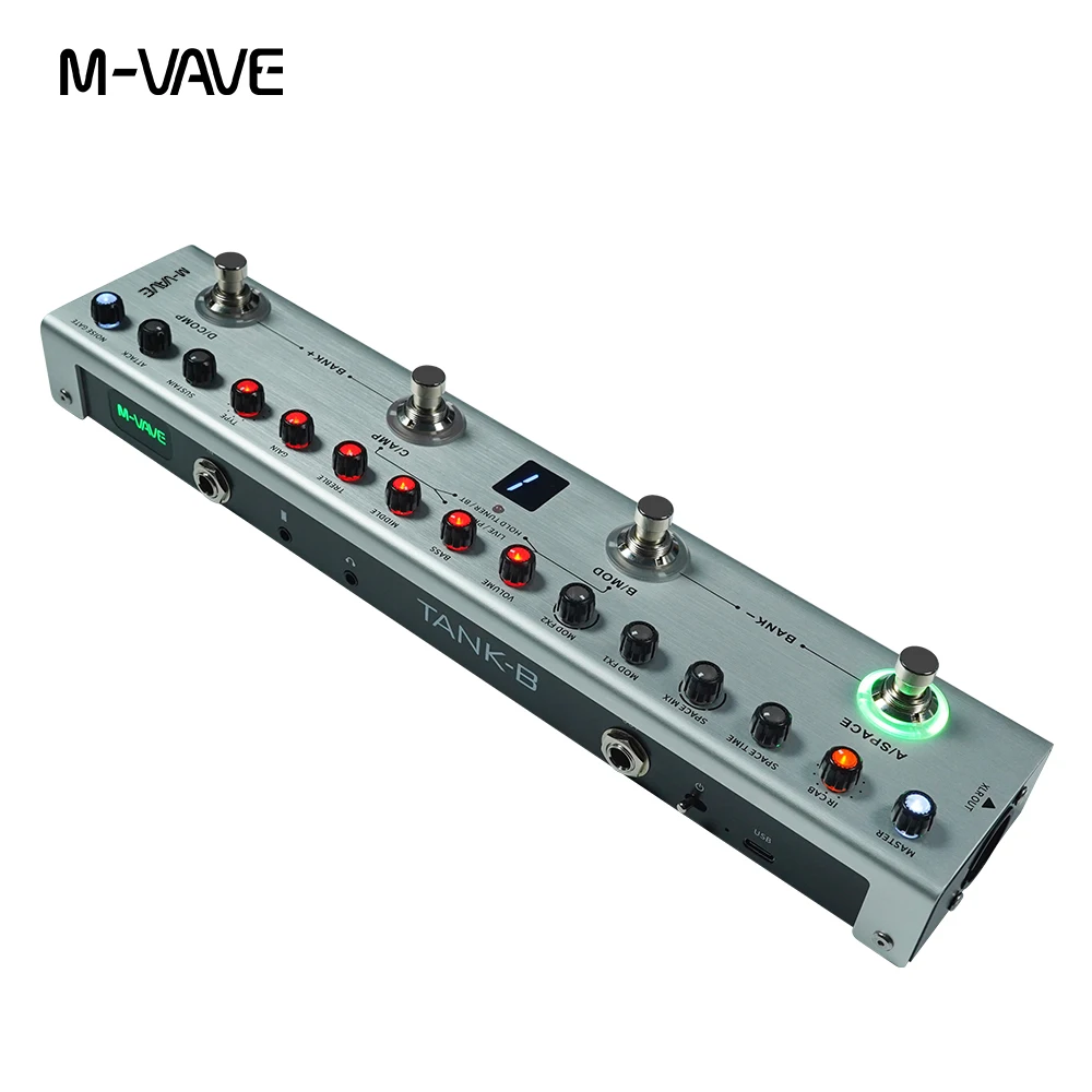 M-VAVE Multi-Effects Pedal Tank-G Tank-B Rechargeable 36 Presets 9 Preamp Slots 8 IR Cab Slots 3 Modulation/Delay/Reverb Effects