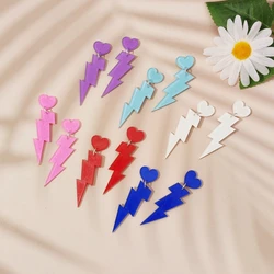 KUGUYS Heart Lightning Women's Glitter Earrings Acrylic Trend Fashion Summer Jewelry Party Accessories