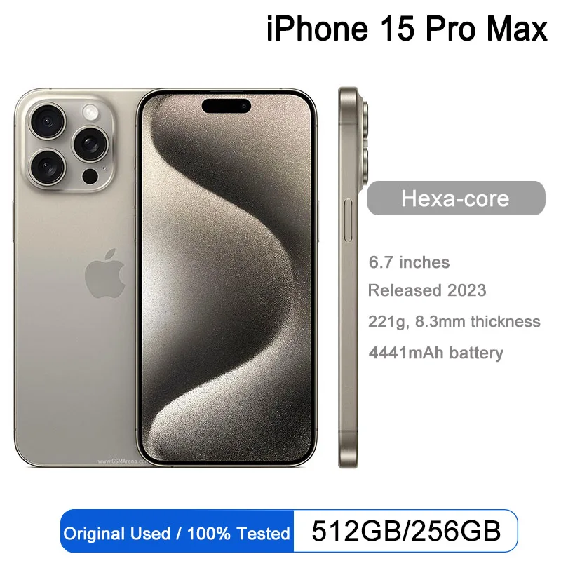 2023 oryginalny Apple iPhone 15 Pro MAX 8GB RAM 128GB/256GB/512GB ROM A17 Pro Bionic Chip 6.7 \'\'120Hz Super Retina XDR wyświetlacz NFC