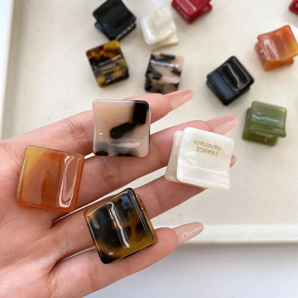 Fashion Acetic Acid Mini Hair Claw Hair Grab Clip Square Acetate Hair Clips High Ponytail Clip Y2K Daily
