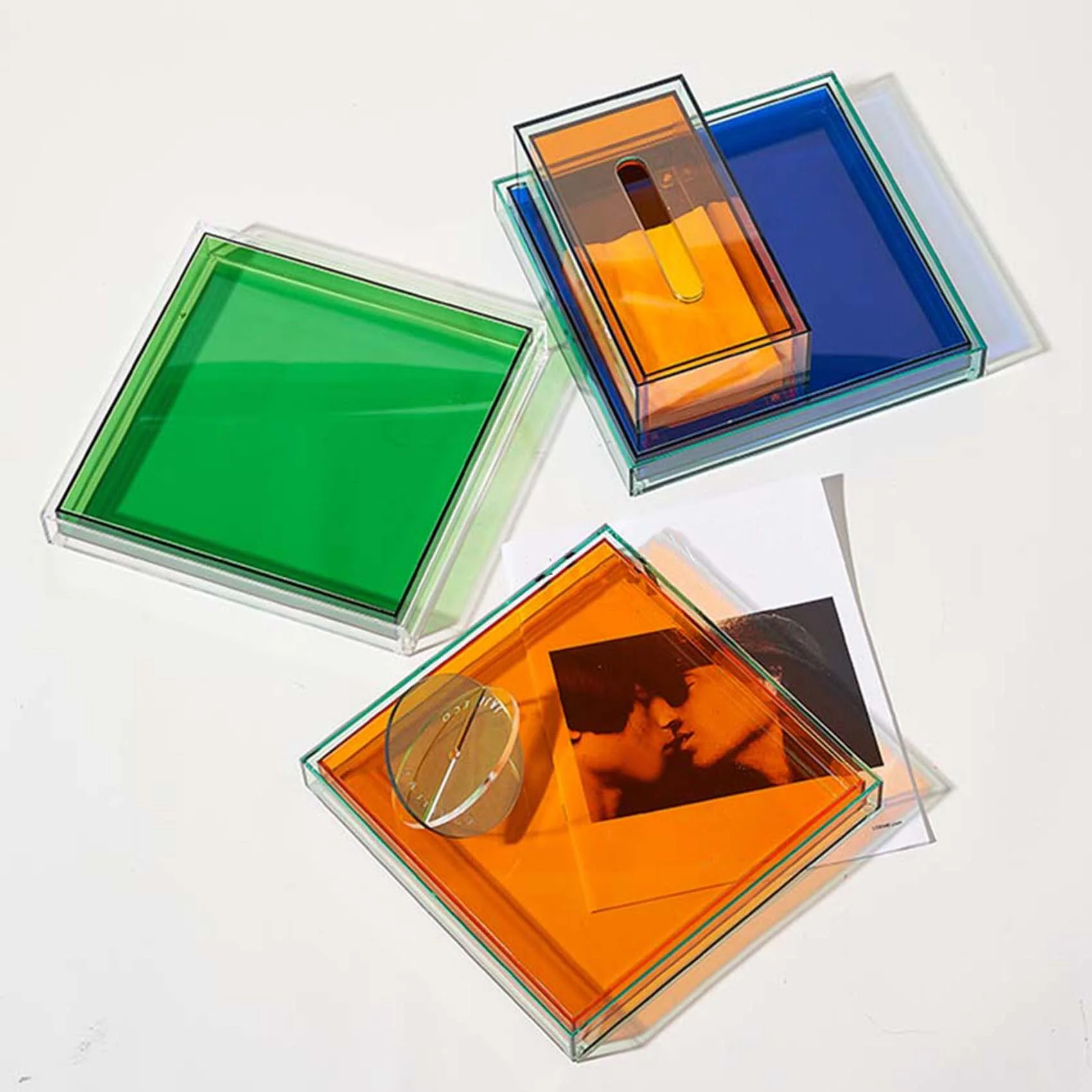 BAAJ-Nordic Modern Home Decor Acrylic Serving Tray Clear Square Vase Tray Jewelry Water Cup Key Storage Decoration