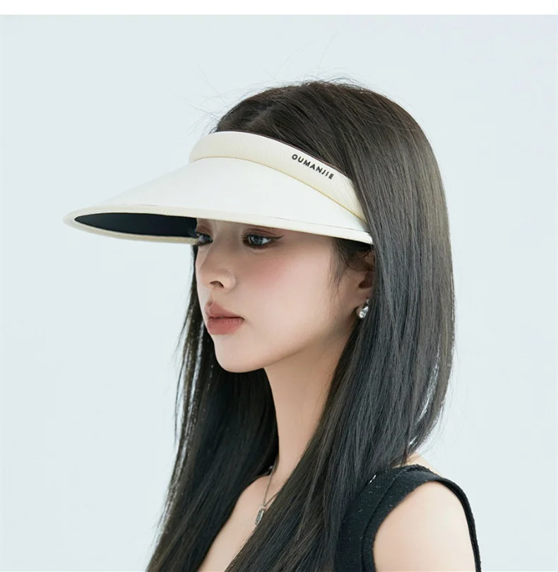 Color Blocking Ice Silk Hairband Hollow Top Hat Korean Fashion Shading Sunscreen Hat Student Sun Hat Outdoor Mountain Climbing