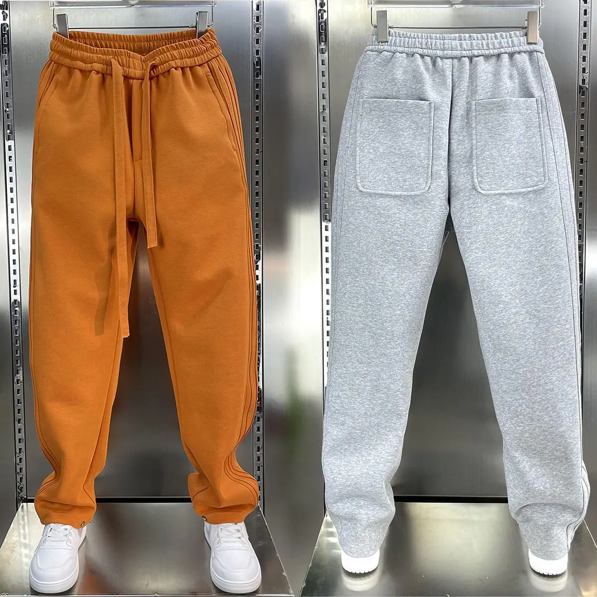 

Men's Loose Wide Leg Harlan Pants Autumn Winter plus Size 300 Pou New Sle Hong Kong Retro Sports Casual Pure Color