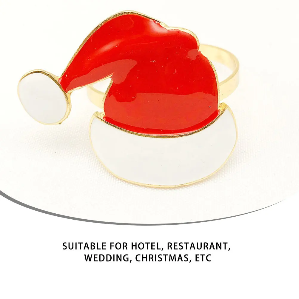

4Pcs Christmas Napkin Rings Red Hat Design Napkin Buckles for Hotel Wedding Party Dinner Table Christmas Hat Rings