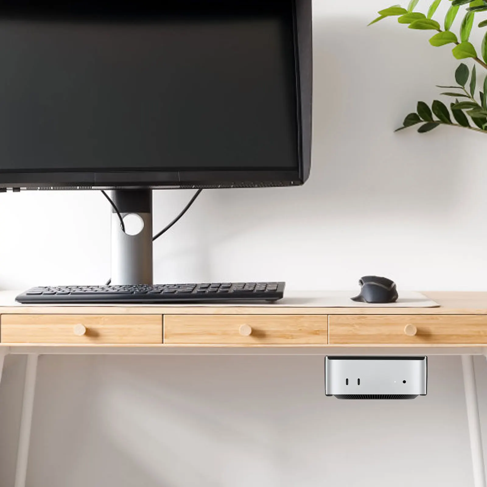 Under Desk Monitor Holder Carbon Steel  Under Desk Laptop Mount with Shock Absorbing Strips Protection Monitor Storage Tray - view 2
