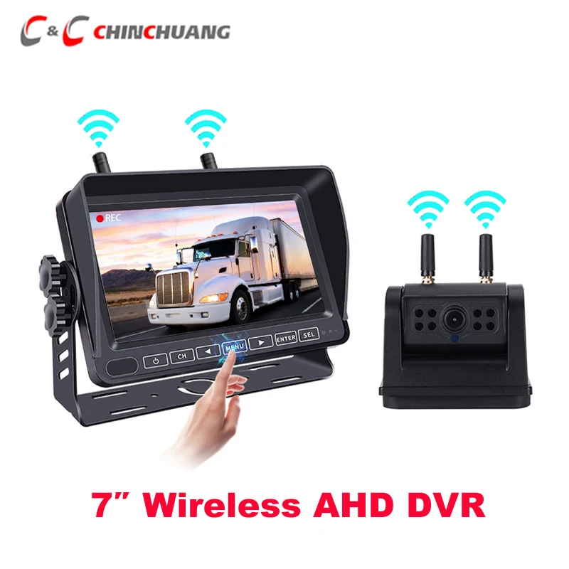 Wireless Big Vehicles Monitoring System with AHD Truck Reverse Camera Magnetic Base + 7