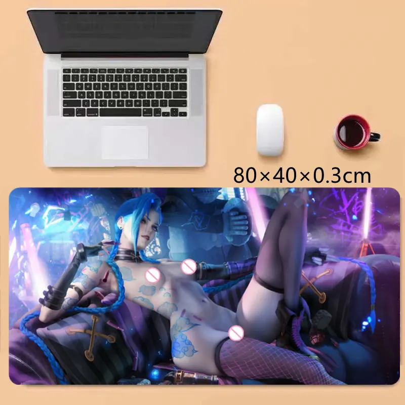 Sexy 3D Breast Mouse Pad, League of Legends, Jinx Big Gaming, Gel de silicone, mangá bonito com pulso, Oppai, tapete de mesa grande