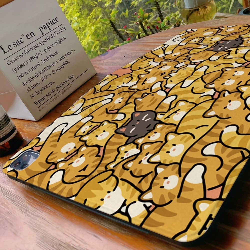 Voor Ipad Air 2 4 10.9 3 Smart Case Voor Nieuwe Ipad 10.2 Pro 10.5 11 2021 9.7 Mini 6 4 Met Potloodhouder Kattenleren Funda Hoes