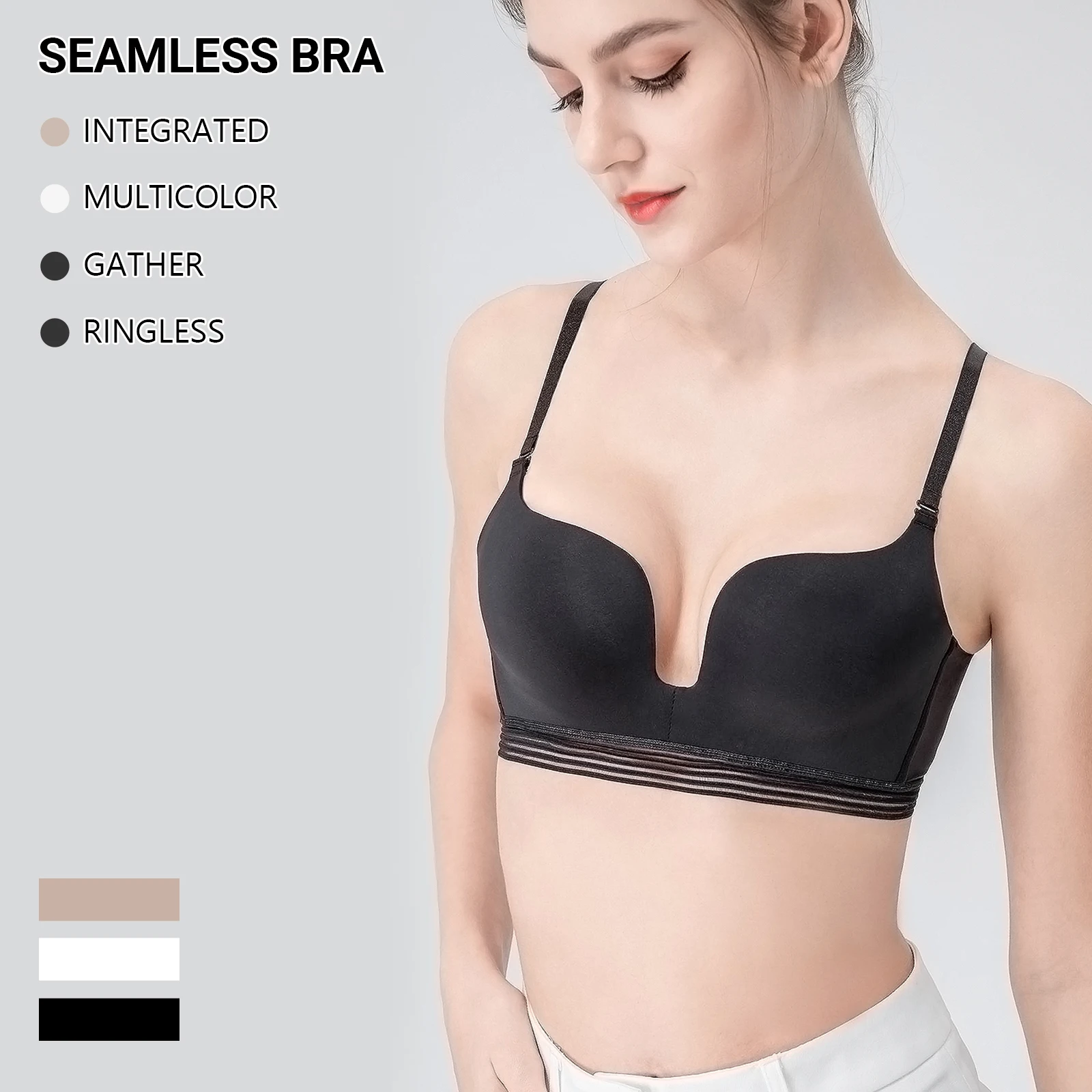 IUSIBRALEA New Seamless Underwear Small Chest Gathered Backless Comfortable No Underwire Thin Breathable Unrestrained Bra Women