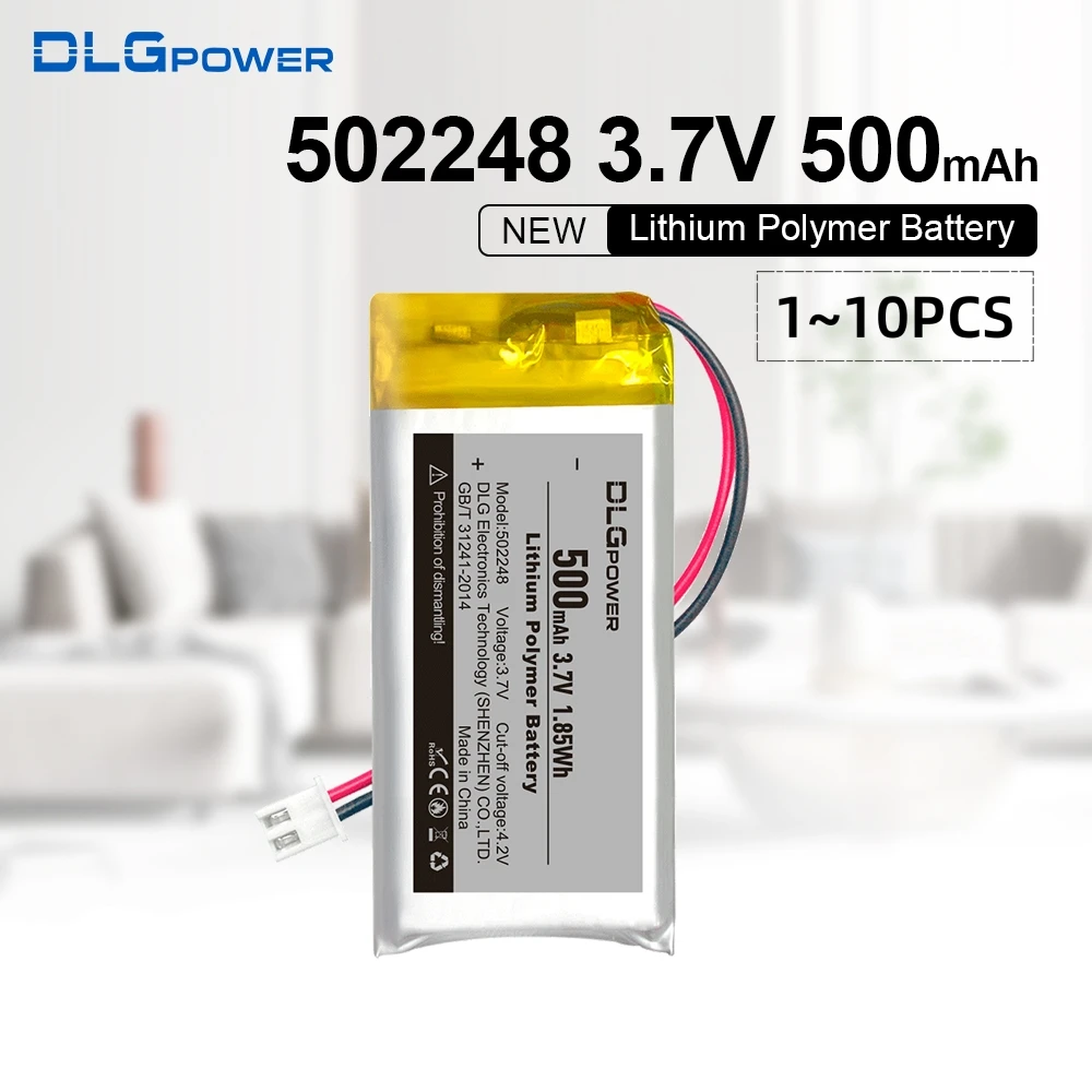 DLGpower 502248 3.7V Lithium Polymer Battery Pack 500mAh Gamepad Recorder Scanner Speaker Rechargeable Li-ion Battery