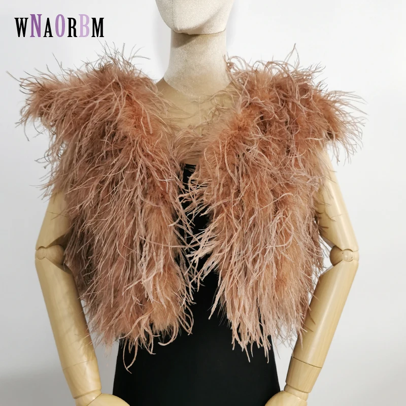 New Natural 100% Ostrich Hair Fashion Women\'s Sleeveless Top coat Ostrich Hair Tank Top Jacket Real Fur Coat vest Length 40 cm