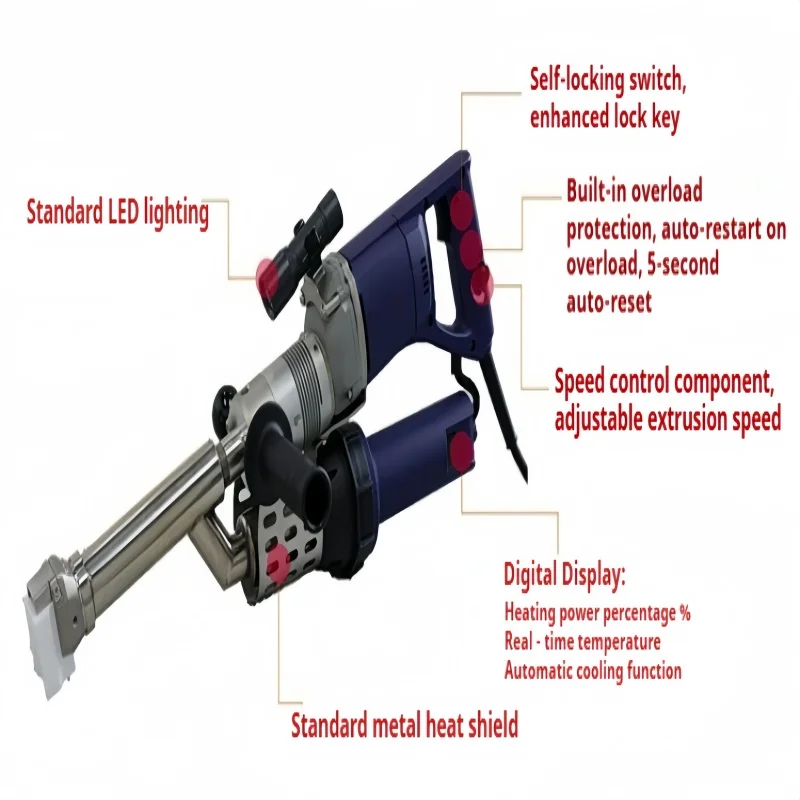 Hand Extrusion Plastic Welding Gun Adjustable Temp Portable HDPE PP Plastic Extruder Welder for Geomembrane Pipe Welding