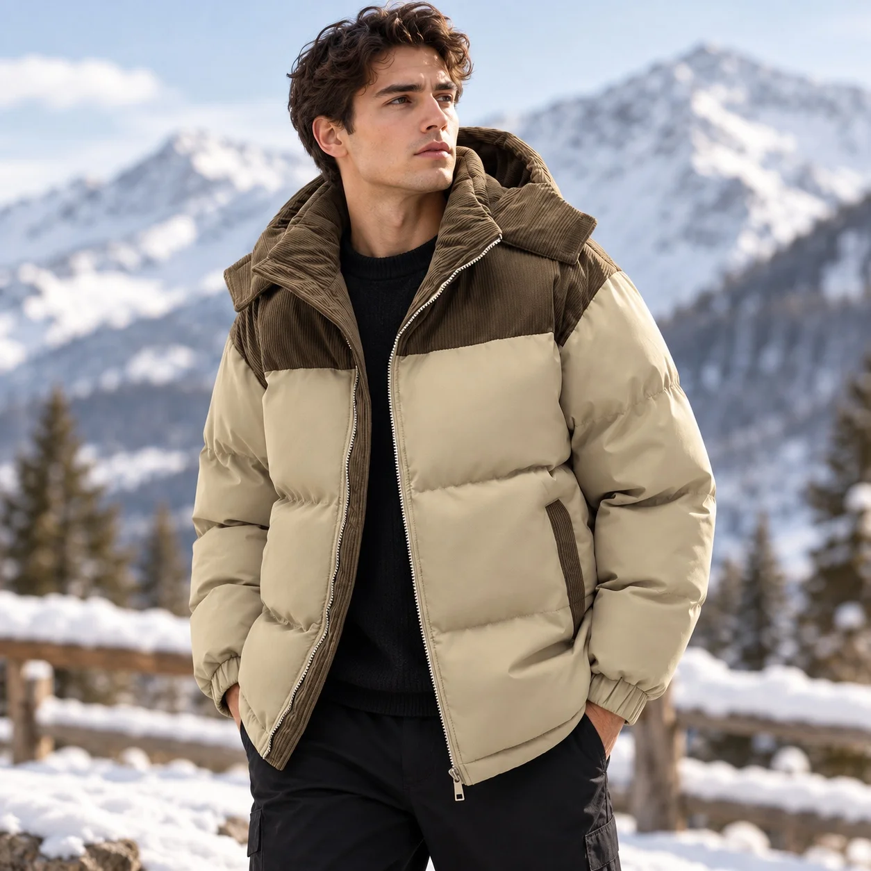 Hooded Loose Fit Cardigan Minimalist with Regular Length Zipper Closure Casual Detachable Hood Cardigan Style Winter for Men
