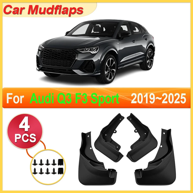 

Car Mudflap For Audi Q3 Sport F3 MK2 II 2019~2024 2025 Front Rear Mudguards Parts Fenders Flare Cover Guard Auto Mud Accessories