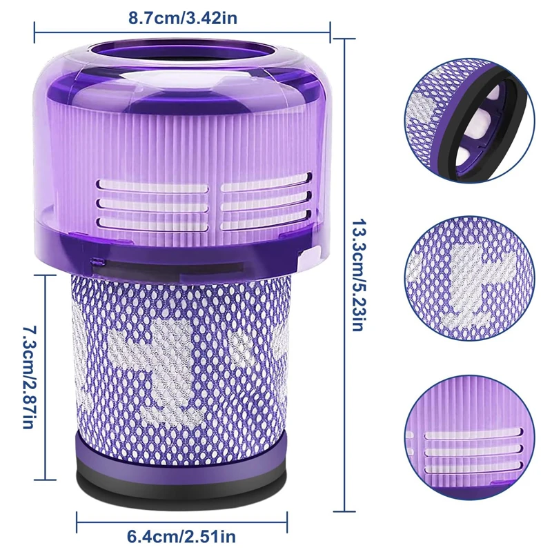 1-4 قطع من فلاتر دايسون V12 Detect Slim، فلتر بديل للمكنسة الكهربائية الرقيقة المطلقة ذات النظافة الإضافية، الجزء 971517-01 #2