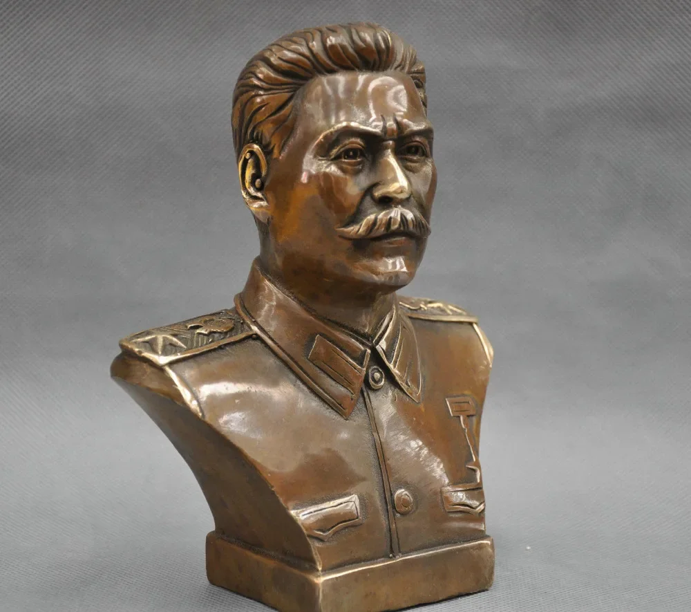 

charming 6'' Russian Leader Joseph Stalin Bust Bronze Statue shipping free