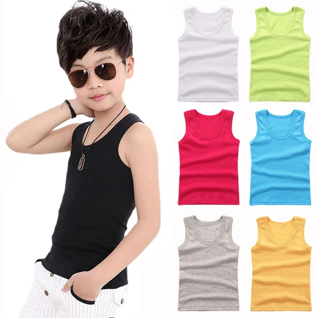 Kids Underwear Boys Vests Children Summer Vest Tops for Girls Solid Tank Top Boy Clothes Cotton Tees Sleeveless 2 to 12Y AliExpress