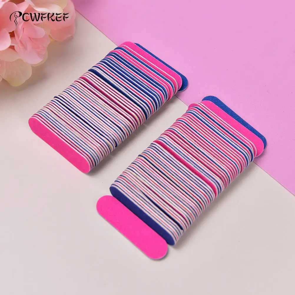 100pcs/Set Disposable Mini Nail File Nail Ultra-thin Buffer Lime Nail Care Filer Emery Board Toe Pedicure Manicure Tools