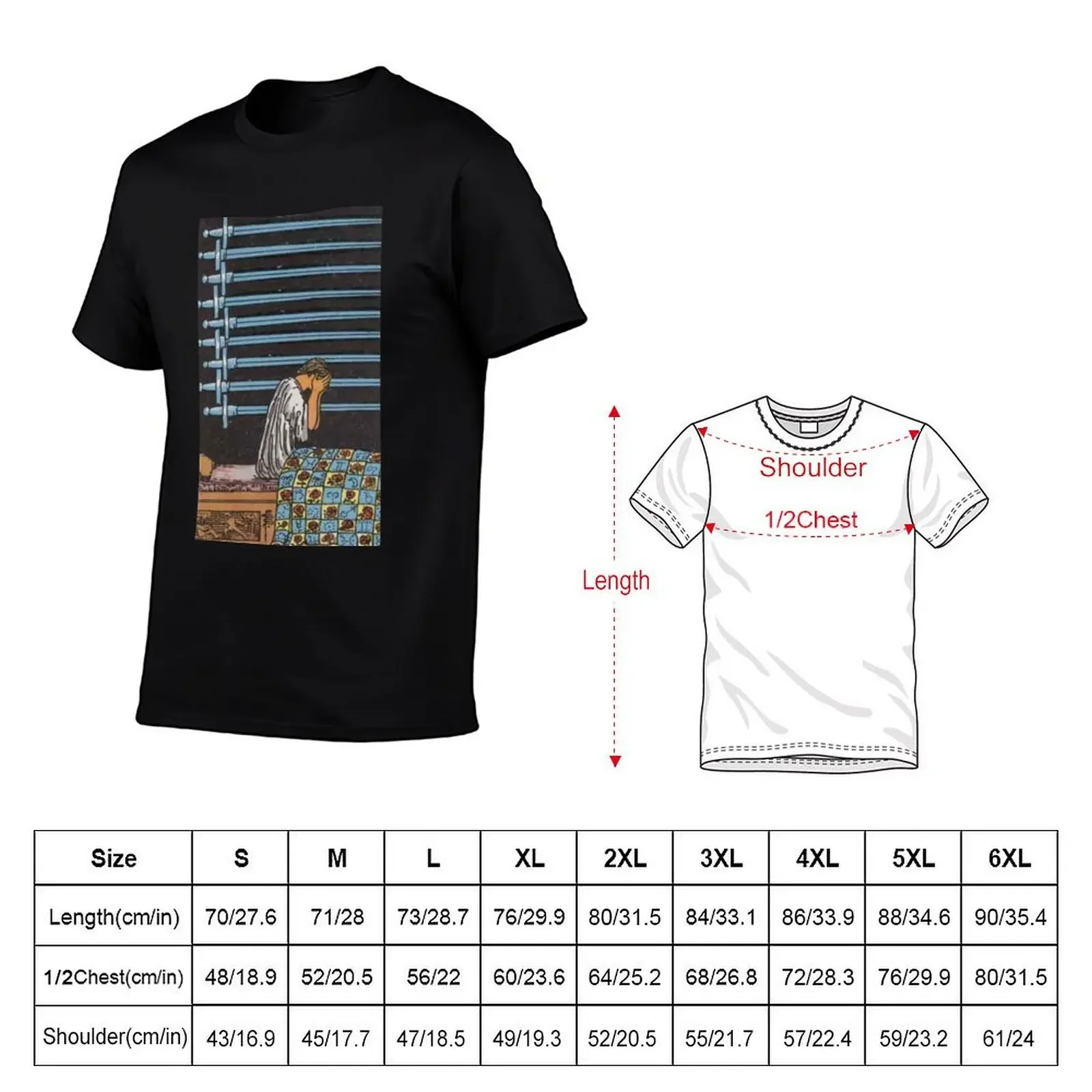 Rider-Waite Tarot, Nine of Swords T-Shirt anime stuff rapper graphic tees basketball graphic tees man clothes anime shirts men