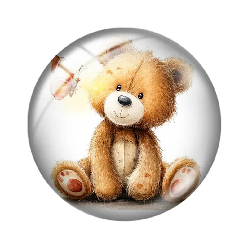 Bear Butterfly 12/18/20/25mm glass cabochon necklace bracelet pendant rings for jewelry demo earrings back Making findings view 6
