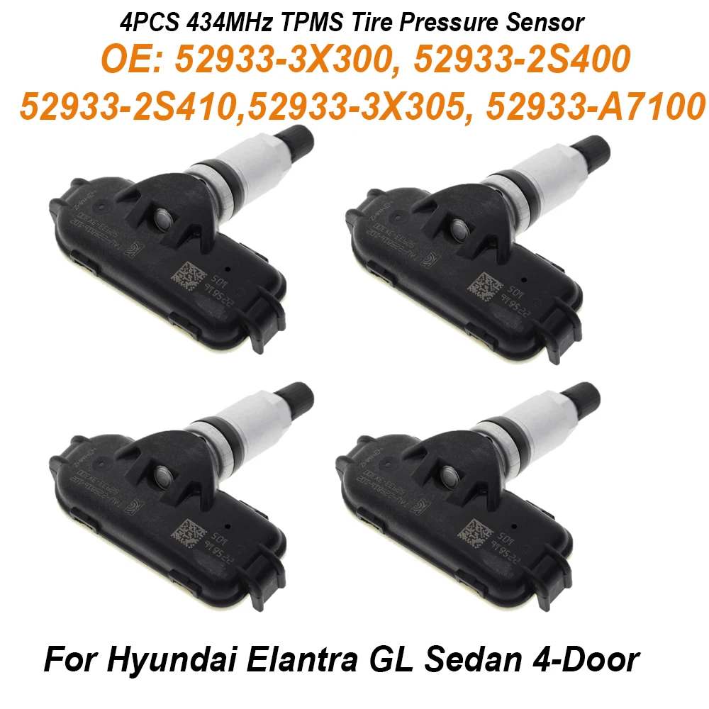 

4 шт. 52933-3X300 2933-4V000 датчик контроля давления в шинах TPMS 434 МГц 529333X300 529334V000 для Hyundai Elantra высокое качество