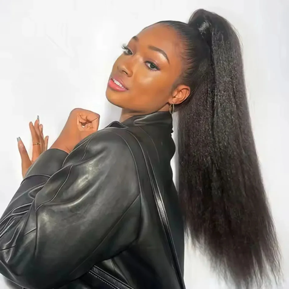 

Kinky Straight Lace Frontal Wig 360 Full HD Lace Glueless Wig Yaki Straight Lace Front Human Hair Wig Pontail Can Be Curly