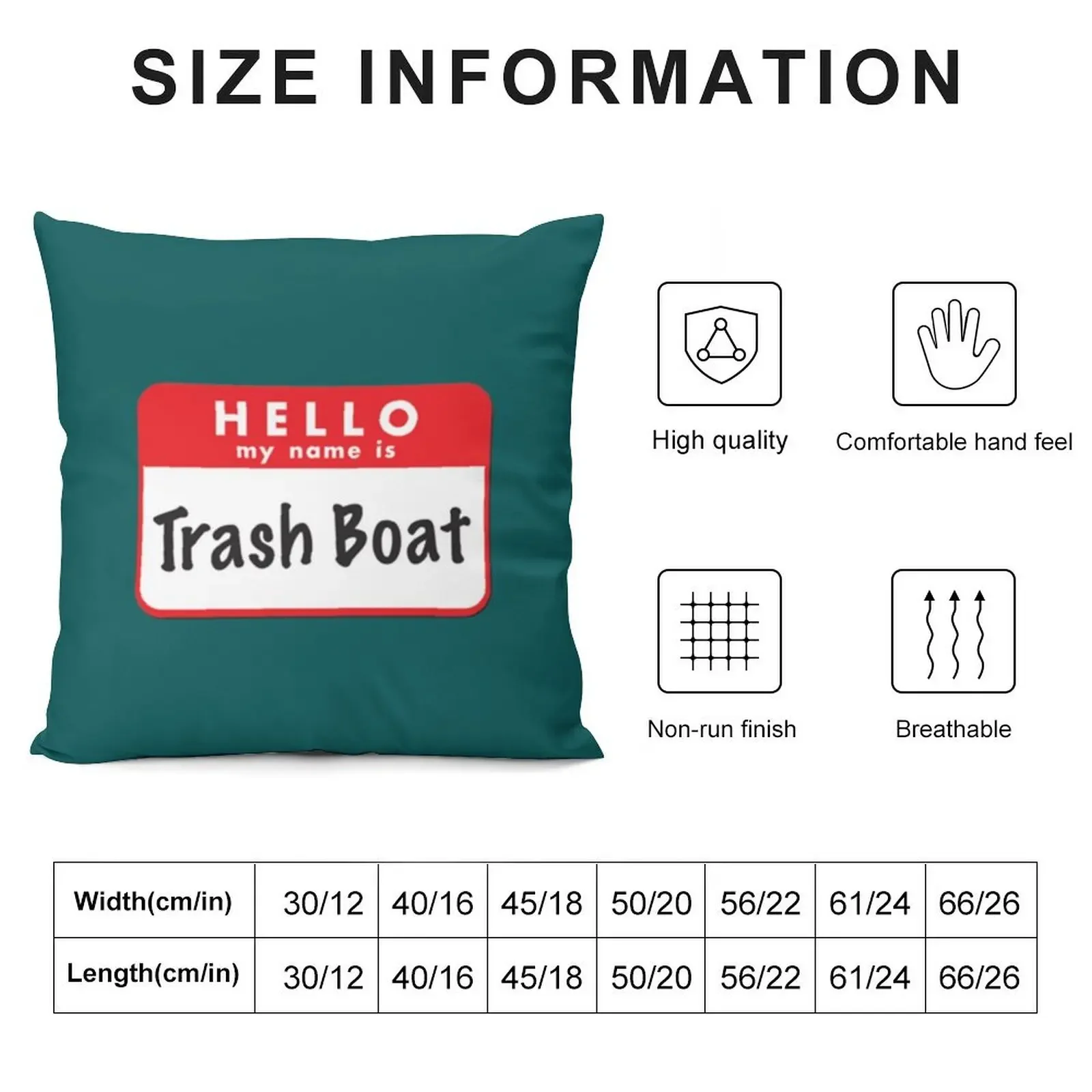 Hello My Name Is Trash Boat Graphic Throw Pillow Christmas Cushion For Home Pillow Cases Decorative pillow