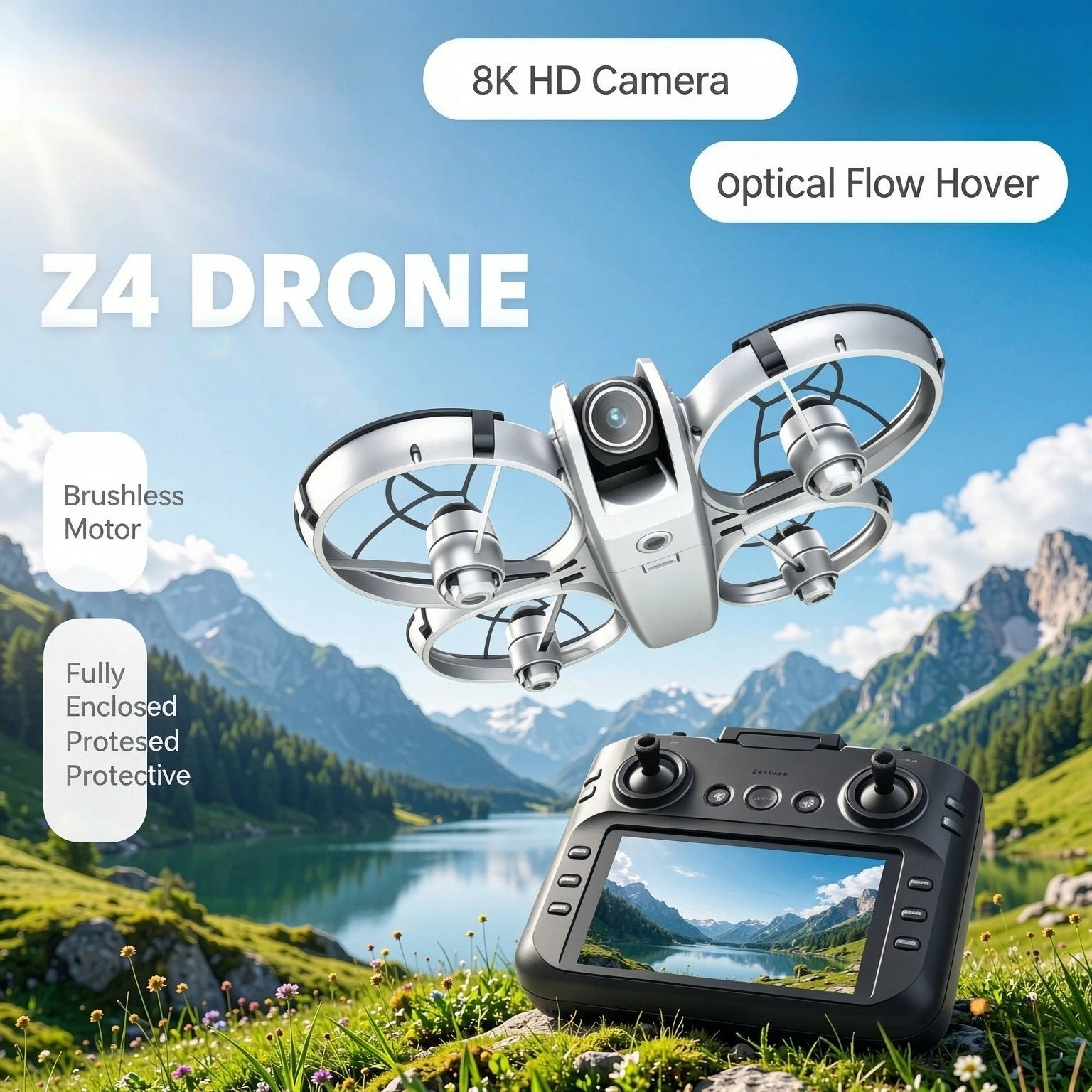 Original Z4 GPS Mini Full Protective RC Drone Optical Flow Positioning 8K HD Camera Headless Mode Portable Quadcopter Toy Gift