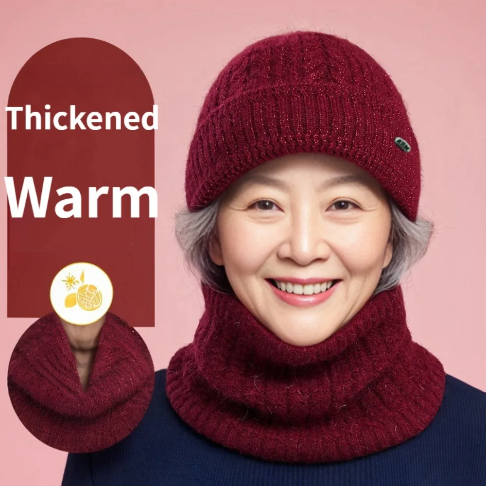 

Outdoor Winter Warm Knitted Beanies Windproof Ear Protection Hat Neck Warmer Set Gift Thick Warm Knit Fleece Ski Cap for Women