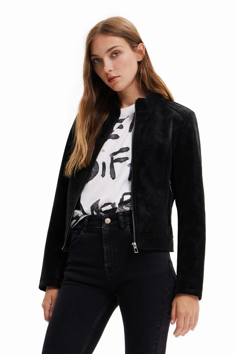 

Foreign trade Spanish fashion suede black women's biker jacket jacket